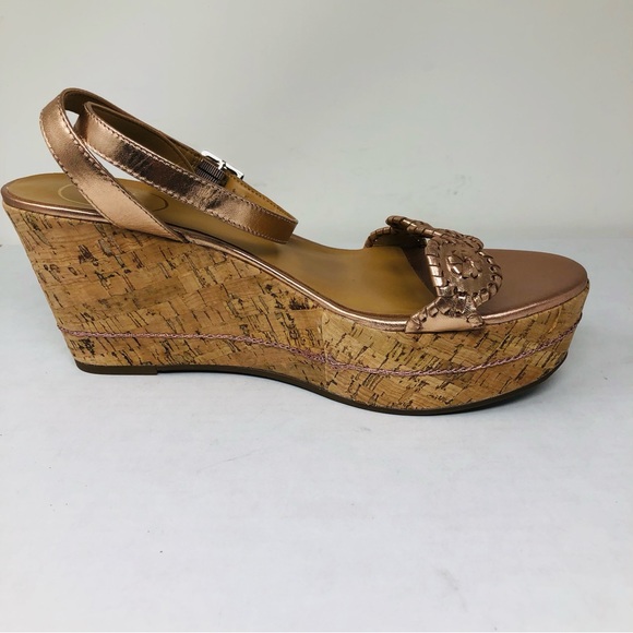 Jack Rogers Rose Gold Keri Cork Wedge Platform Sandals - Picture 5 of 13